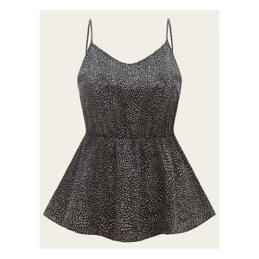 Plus Leopard Print Peplum Hem Cami Top